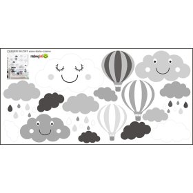 Wandaufkleber - Wölkchen und Luftballons grau/weiß