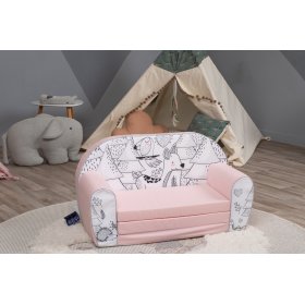 Baby sofa Wald tiere - rosa-schwarz-weiß