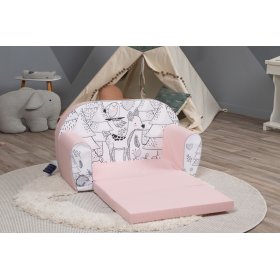 Baby sofa Wald tiere - rosa-schwarz-weiß