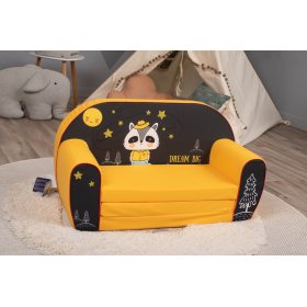 Kindersofa Waschbär - schwarz-gelb, Delta-trade