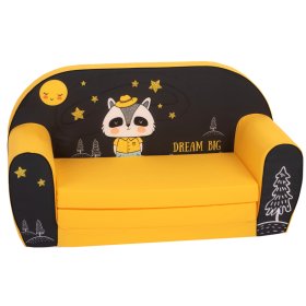 Kindersofa Waschbär - schwarz-gelb, Delta-trade