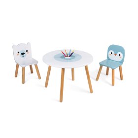 Janod Holztisch und 2 Stühle – Bär und Pinguin, JANOD