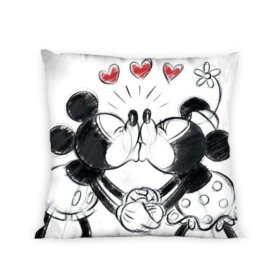 Kissenbezug 40x40 cm - Mickey und Minnie Mouse - schwarz und weiß