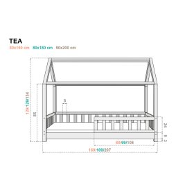 Kinderhausbett mit Barriere Tea - natur