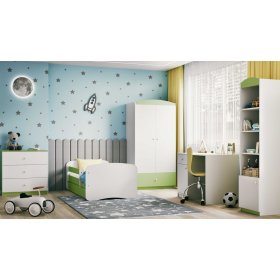 Kinderbett mit Barriere Ourbaby - grün-weiß