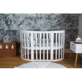 Ovales mitwachsendes Babybett Ruby 7in1 - weiß, Waldin