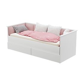 Ausziehbares Bett HELIOS mit gepolsterten Paneelen rosa 200x80/200x160