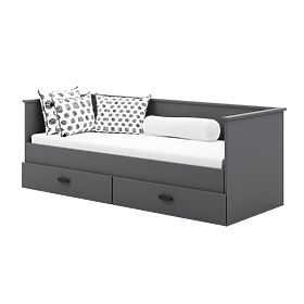 Ausziehbares Bett HELIOS mit zwei Schubladen grau 200x80/200x160