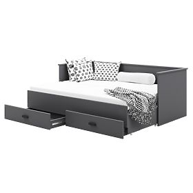 Ausziehbares Bett HELIOS mit zwei Schubladen grau ohne Matratzen 200x80/200x160