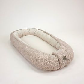 Baby-Nestchen Teddy aus Musselin und Lammfell - Beige