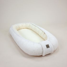 Baby-Nestchen Teddy aus Musselin und Lammfell - Ecru