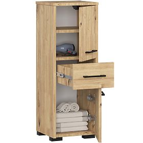 BADEZIMMERSCHRANK FIN HOCHSCHRANK 30 2D 1SZ 85cm PK EICHE ARTISAN