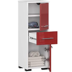 BADEZIMMERSCHRANK FIN SÄULE 30 2D 1SZ 85cm PK ROTER GLANZ