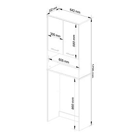 Badezimmerschrank FIN über Waschmaschine - Weiß-Cappuccino Glanz - 2 Türen