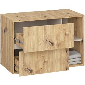 BADEZIMMERSCHRANK UNTER DEM WASCHBECKEN MIT LÖCHERN VAMI W90 UM 2SZ 2P EICHE ARTISAN / KASCHMIR