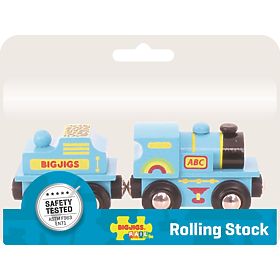 Bigjigs Rail Blue Maschine mit Tender + 2 Schienen