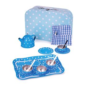 Bigjigs Toys Blaues gepunktetes Tee-Set