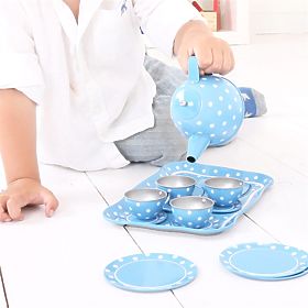 Bigjigs Toys Blaues gepunktetes Tee-Set