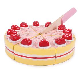 Bigjigs Toys Stückkuchen aus Holz mit Erdbeeren