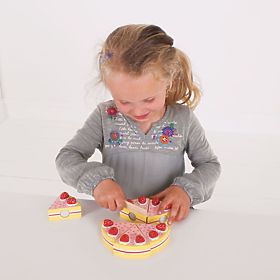 Bigjigs Toys Stückkuchen aus Holz mit Erdbeeren