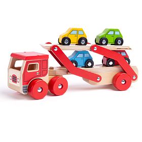 Bigjigs Toys Holzlastwagen mit Autos