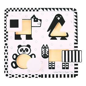 Bigjigs Toys Holzeinsatzpuzzle schwarz-weiße Formen 1