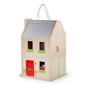 Bigjigs Toys Klappbares Puppenhaus mit Zubehör, Bigjigs Toys