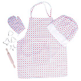 Bigjigs Toys Kochset mit gepunkteter Schürze, Bigjigs Toys