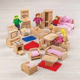 Bigjigs Toys Puppenhausmöbel- und Familienfiguren-Set, Bigjigs Toys
