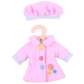 Bigjigs Toys Rosa Mantel mit Knöpfen für Puppe 28 cm