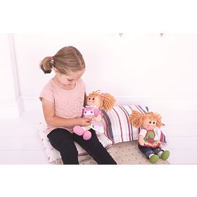 Bigjigs Toys Rosa Mantel mit Knöpfen für Puppe 28 cm