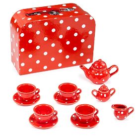 Bigjigs Toys Rotes gepunktetes Teeset, Bigjigs Toys