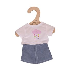 Bigjigs Toys Weißes T-Shirt mit Jeansrock für Puppe 28cm
