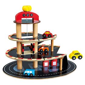 Bino Holzparkhaus mit Aufzug und 4 Autos