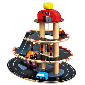 Bino Holzparkhaus mit Aufzug und 4 Autos