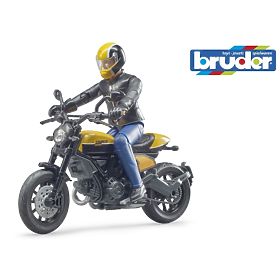 Bruder 63053 BWORLD Motorrad Scrambler Ducati Cafe Racer mit Fahrer
