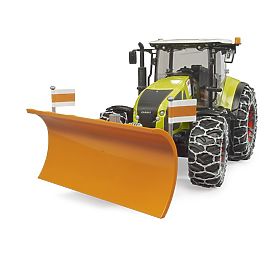 Bruder Claas Axion 950 mit Schneeketten und Schneepflug