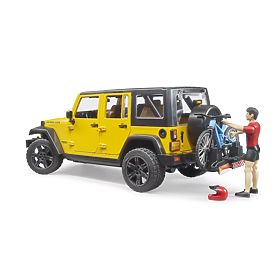 Bruder Jeep Wrangler Rubicon mit Radfahrer und Fahrrad, Bruder