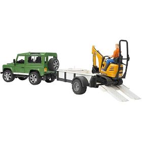 Bruder LAND ROVER + Transporter, JCB Mikrobagger