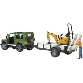 Bruder LAND ROVER + Transporter, JCB Mikrobagger