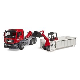 Bruder LKW MAN TGS mit Container und Schäffer Hoflader