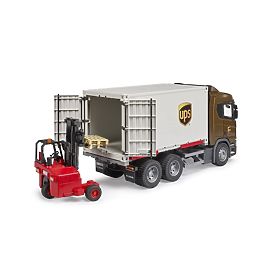 Bruder Logistik-LKW Scania UPS mit Gabelstapler