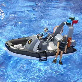 Bruder RAM Polizeiauto mit Boot und zwei Figuren, Bruder