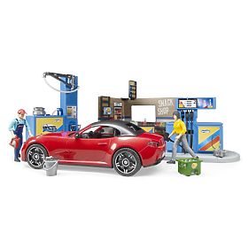 Bruder Tankstelle mit Auto und 2 Figuren, Bruder