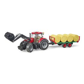 Bruder Traktor Case IH Optum 300 CVX mit Frontlader und Ballentransporter