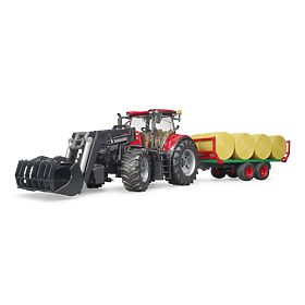 Bruder Traktor Case IH Optum 300 CVX mit Frontlader und Ballentransporter, Bruder