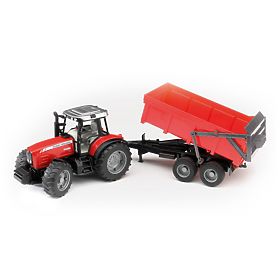 Bruder Traktor MASSEY FERGUSON mit kippbarem Anhänger rot