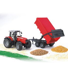 Bruder Traktor MASSEY FERGUSON mit kippbarem Anhänger rot