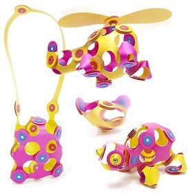 Clixo Magnetische Bausteine Crew Pack, Rosa-Gelb