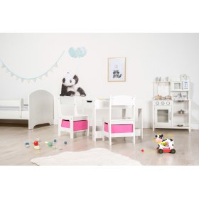 Ourbaby Kindertisch mit Stühlen mit rosa Boxen, SENDA